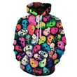 Colorful Skulls 3D All Over Print Hoodie, Zip-up Hoodie