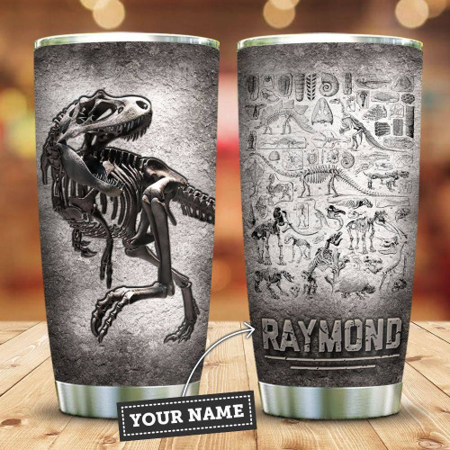 Dinosaur Fossils Personalized Tumbler Cup, Tumbler Cups For Coffee/Tea, Stainless Steel Vacuum Insulated Tumbler 20 Oz, Great Gifts For Birthday Christmas Thanksgiving, Gifts For Fossils Lovers