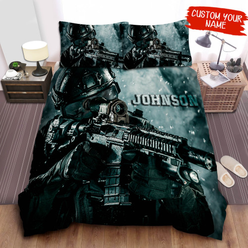 Personalized Us Army Soldier Aiming Bed Sheets Spread  Duvet Cover Bedding Sets
