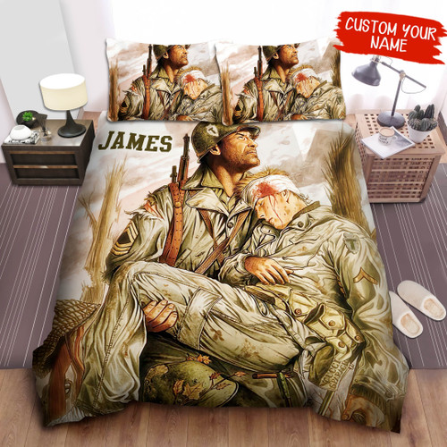 Personalized Wounded Soldier In Fresco Art Style Bed Sheets Spread  Duvet Cover Bedding Sets