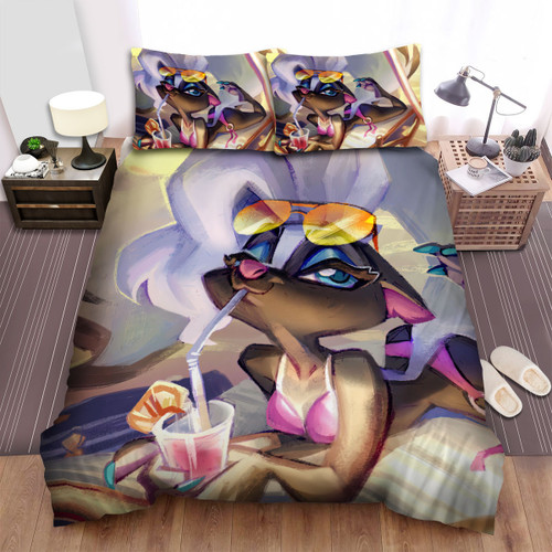 The Wild Animal - The Hot Skunk On The Beach Bed Sheets Spread Duvet Cover Bedding Sets