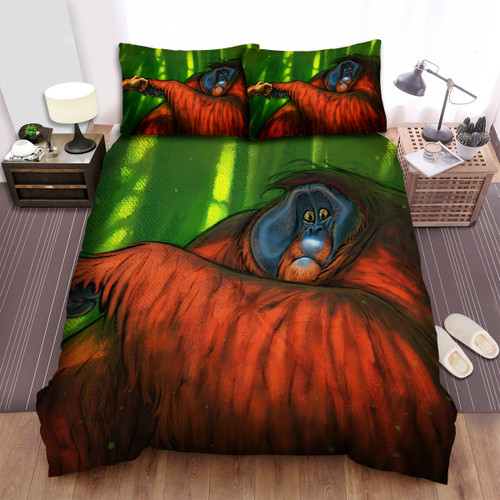 The Wild Animal - The Orangutan Fist Bump Artwork Bed Sheets Spread Duvet Cover Bedding Sets