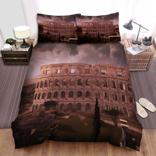 Colosseum Rome Cloudy Sky Bed Sheets Spread  Duvet Cover Bedding Sets