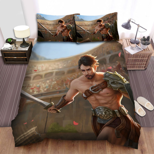 Handsome Gladiator In The Colosseum Bed Sheets Spread Duvet Cover Bedding Sets