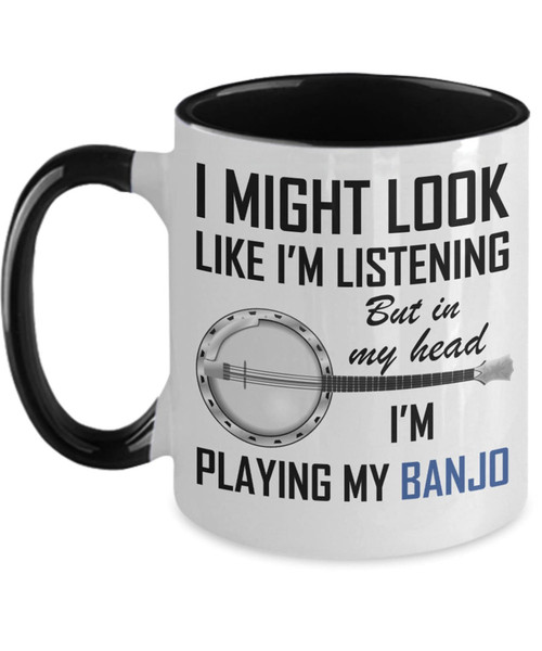 In My Head I'm Playing My Banjo Mug Gifts on Birthday Christmas Inspirational Day Back to Work for Dad Mom Who Loves Sports or Instruments from Friends Children