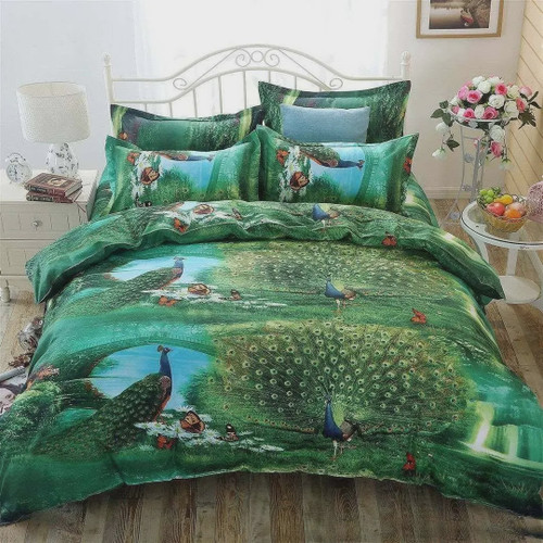 Beautiful Peacock  Bed Sheets Spread  Duvet Cover Bedding Sets