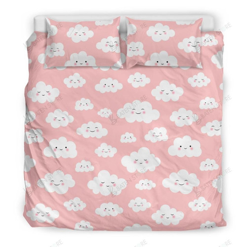 Smile Cloud Pattern Print Bed Sheets Spread Duvet Cover Bedding Sets
