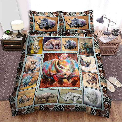 Rhino In Forest Bed Sheets Spread Duvet Cover Bedding Sets