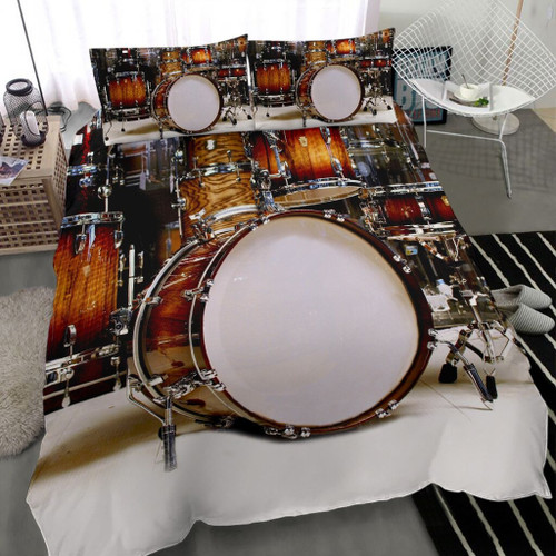 White Drums Set  Bed Sheets Spread  Duvet Cover Bedding Sets Gift For Drummer