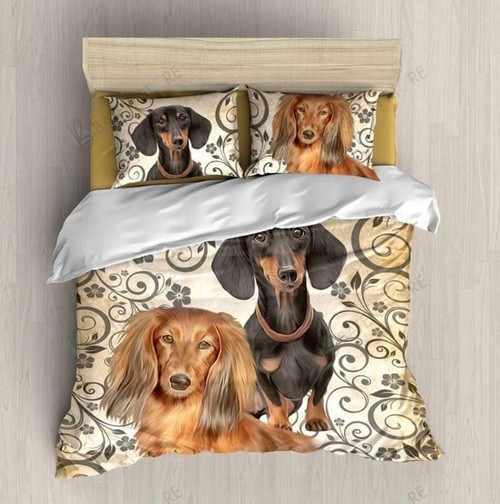 Two Cute Dachshund Bed Sheets Duvet Cover Bedding Set Great Gifts For Birthday Christmas Thanksgiving