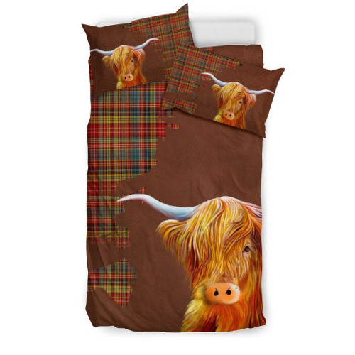 Drummond Of Strathallan Tartan Scottish Highland Cow Bed Sheets Duvet Cover Bedding Set Great Gifts For Birthday Christmas Thanksgiving