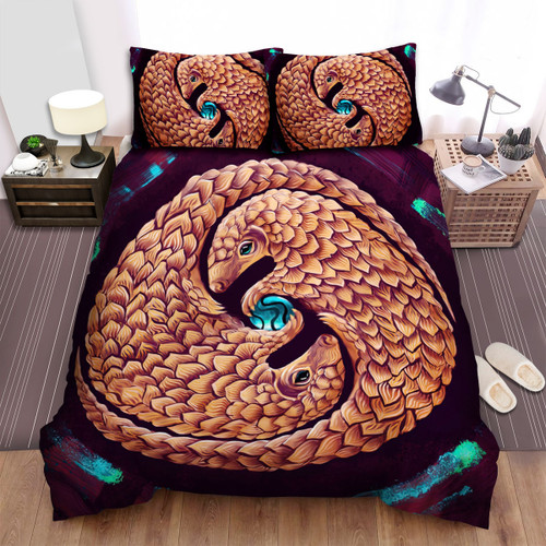 The Wildlife - The Pangolin Pair Curling Art Bed Sheets Spread Duvet Cover Bedding Sets