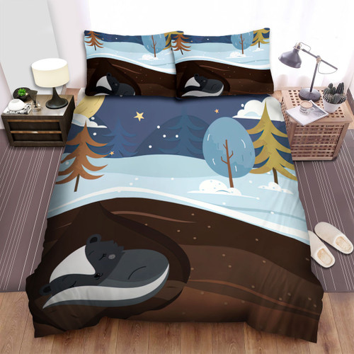 The Wild Animal - The Skunk Sleeping Under The Ground Bed Sheets Spread Duvet Cover Bedding Sets
