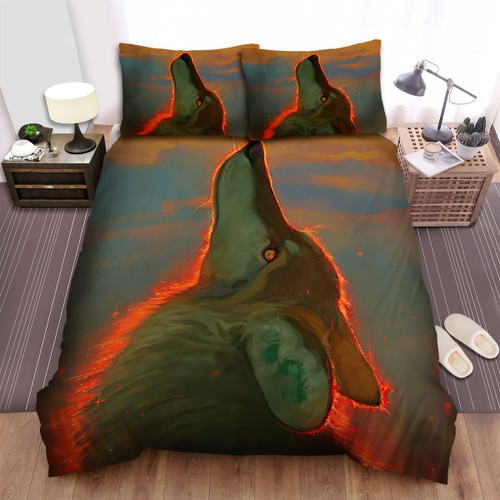The Wild Animal - The Coyote Looking Up Bed Sheets Spread Duvet Cover Bedding Sets