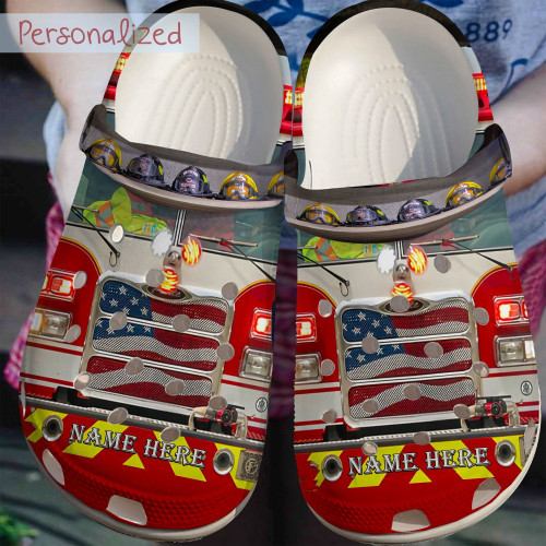 Personalized Firefighter Firetruck Classic Clogs Shoe, Gift For Lover Firefighter Firetruck Classic Clog Comfy Footwear