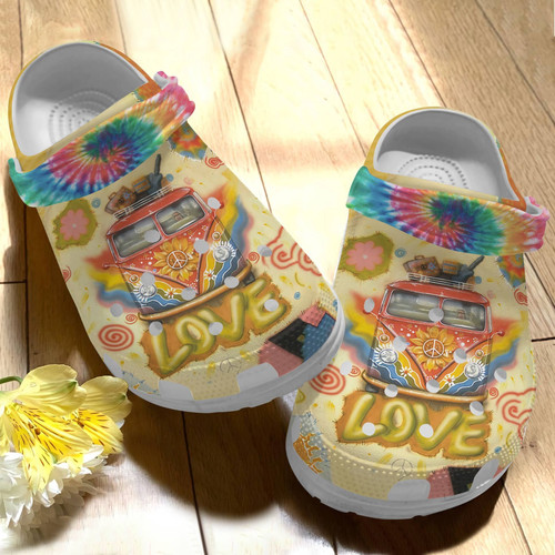 Hippie Vans Classic Clogs Shoe, Gift For Lover Hippie Vans Classic Clog Comfy Footwear