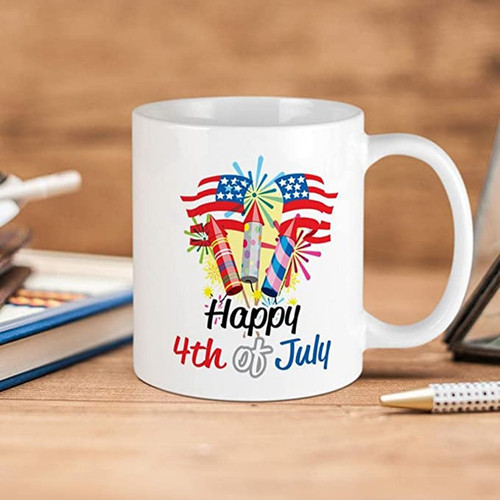 Fireworks Mug, Happy 4th Of July Mug, Happy Independence Day Mug
