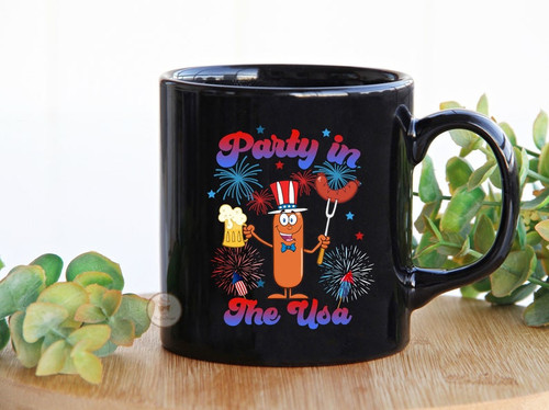 Funny Hotdog Party In The Usa Mug, 4th Of July Mug, Independence Day Mug