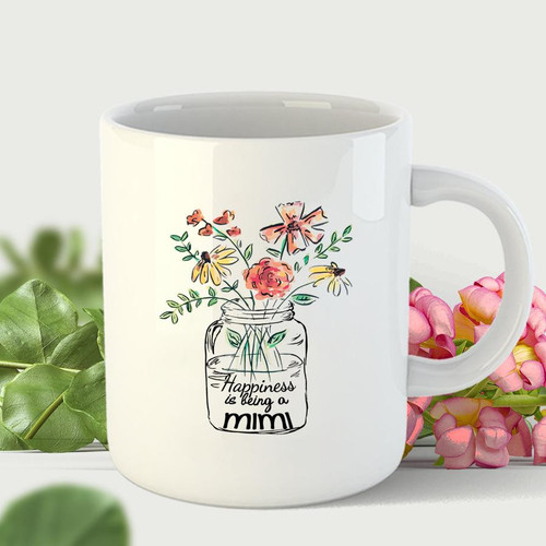 Happiness Is Being A Mimi Water Mug Gifts For Her, Mother's Day ,Birthday, Anniversary Ceramic Coffee Mug 11-15 Oz