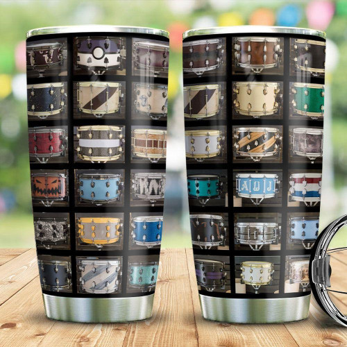Full Of Drums Black Stainless Steel Tumbler Cup, Gift For Drums Lover Steel Tumbler