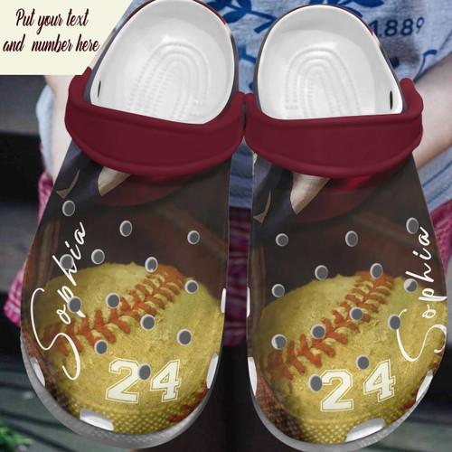Personalized Gold Softball Classic Clogs Shoe, Gift For Lover Gold Softball Classic Clog Comfy Footwear