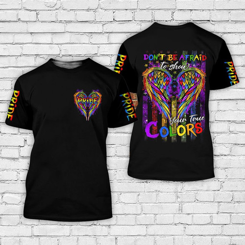 Pride Lgbt Unisex 3D T-shirt, Colorful Wings Don't Be Afraid To Show Your True Colors Gift All Over Print Shirt