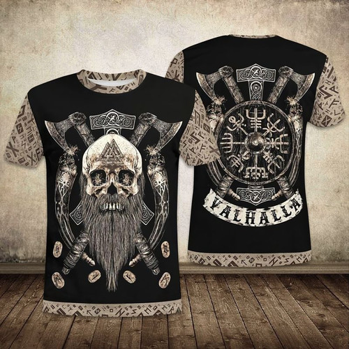 Self Portrait Of The Old God With Axe Valhalla Unisex 3D T-shirt, Warrior Style Gift All Over Print Shirt