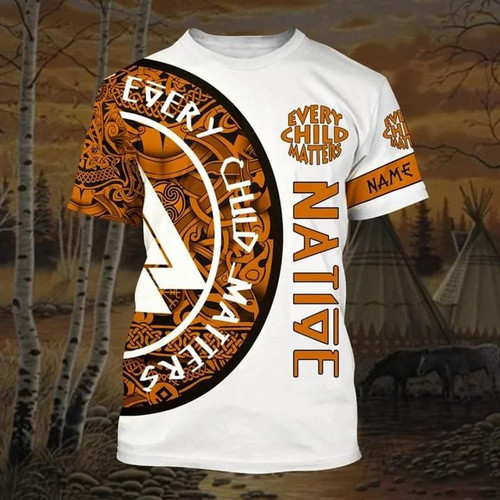 Personalized Every Child Unisex 3D T-shirt, Orange Day Every Child Native Indian Gift All Over Print Shirt