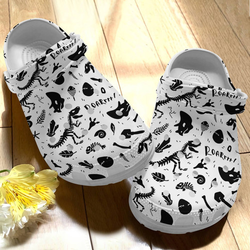 Dinosaur Skeletons And Fossils Classic Clogs Shoe, Gift For Lover Dinosaur Skeletons And Fossils Classic Clog Comfy Footwear