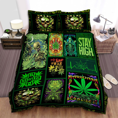 Stay High Marijuana Leaf Bed Sheets Spread Duvet Cover Bedding Sets