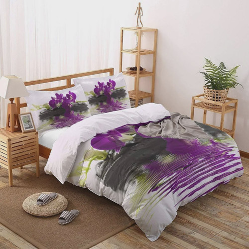 Purple Orchid Water Reflection  Bed Sheets Spread  Duvet Cover Bedding Sets