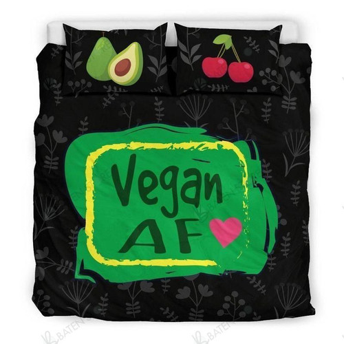 Vegan Af For Healthy Vegans Bed Sheets Duvet Cover Bedding Set Great Gifts For Birthday Christmas Thanksgiving