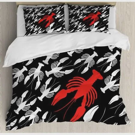 Lobster Pattern Ocean Fauna Theme  Bed Sheets Spread  Duvet Cover Bedding Sets
