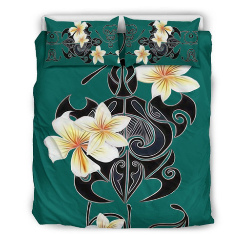 Turtle And Plumeria Bedding Set Bed Sheets Spread  Duvet Cover Bedding Sets
