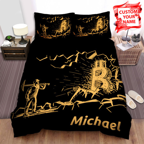 Personalized Bitcoin Mining Illustration Bed Sheets Spread Duvet Cover Bedding Sets