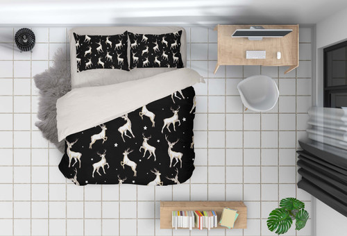 Elk In Black Bed Sheets Duvet Cover Bedding Set Great Gifts For Birthday Christmas Thanksgiving