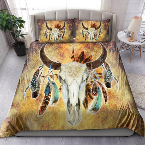 Bull Skull Feather Bed Sheets Spread  Duvet Cover Bedding Sets