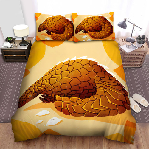 The Wildlife -The Pangolin In The Orange Background Bed Sheets Spread Duvet Cover Bedding Sets