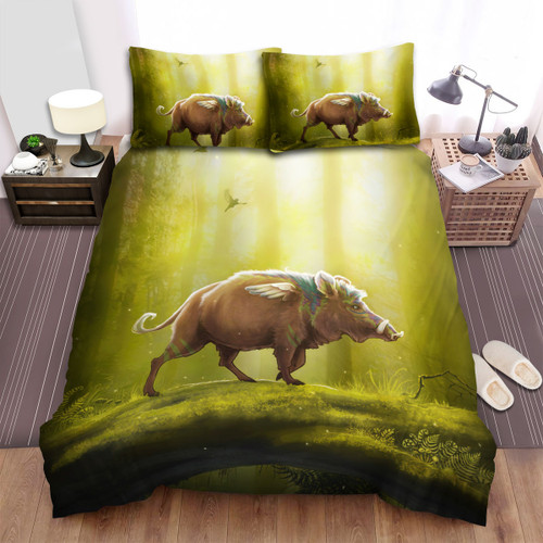 The Wild Animal - The Winged Boar In The Jungle Bed Sheets Spread Duvet Cover Bedding Sets
