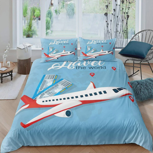 Travel The World Plane  Bed Sheets Spread  Duvet Cover Bedding Sets