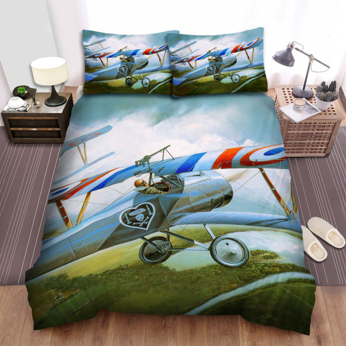French Plane In Ww1 - Airplane Painting Retro Art Nieuport 17 Bed Sheets Spread Duvet Cover Bedding Sets