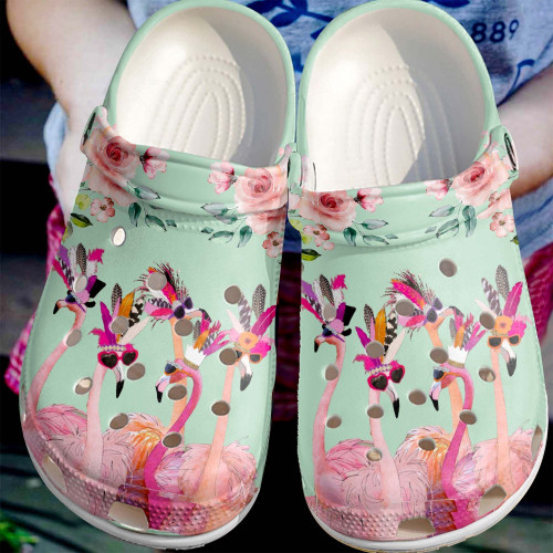 Flamingo Boho Classic Clogs Shoe, Gift For Lover Flamingo Boho Classic Clog Comfy Footwear