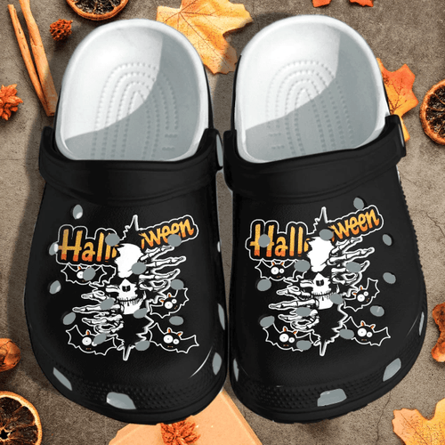 Skeleton Tattoo On Night With Bats Classic Clogs Shoe, Gift For Lover Skeleton Tattoo Classic Clog Comfy Footwear