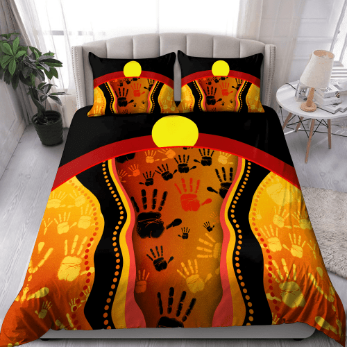 Aboriginal Flag Rocking Hand Golden Style Duvet Cover Bedding Set