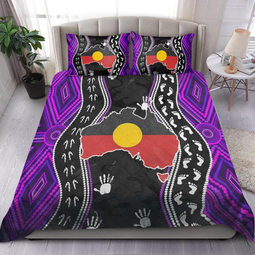 Aboriginal Australia Indigenous Map Purple Duvet Cover Bedding Set
