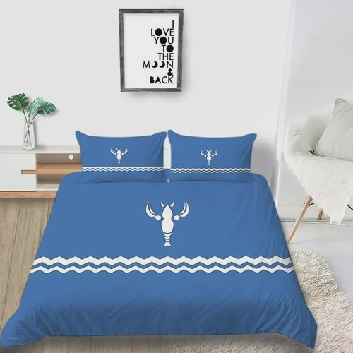 Simple Style Flying Lobster Blue  Bed Sheets Spread  Duvet Cover Bedding Sets