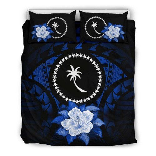 Chuuk Hibiscus Dark Blue  Bed Sheets Spread  Duvet Cover Bedding Sets