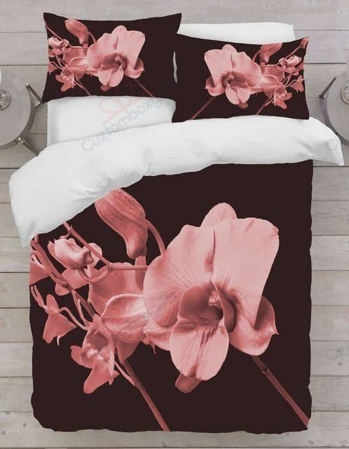 Pink Orchid Flowers  Bed Sheets Spread  Duvet Cover Bedding Sets