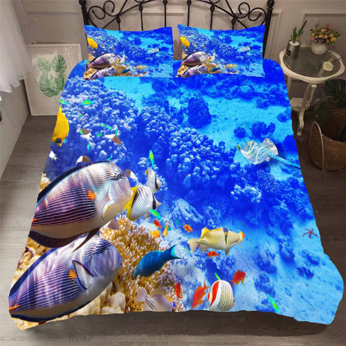 3d Blue Seabed Coral Fish Bed Sheets Duvet Cover Bedding Set Great Gifts For Birthday Christmas Thanksgiving