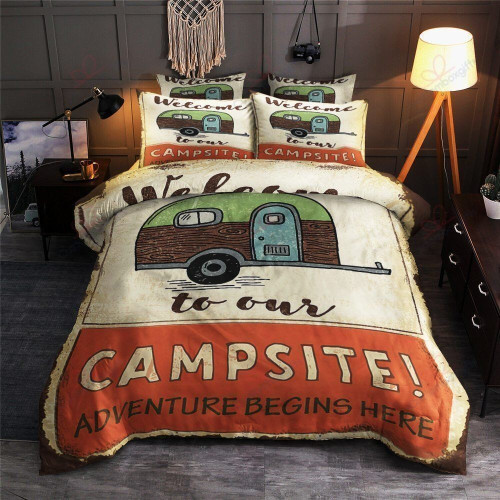 Camper Welcome To Our Campsite Bed Sheets Spread  Duvet Cover Bedding Sets